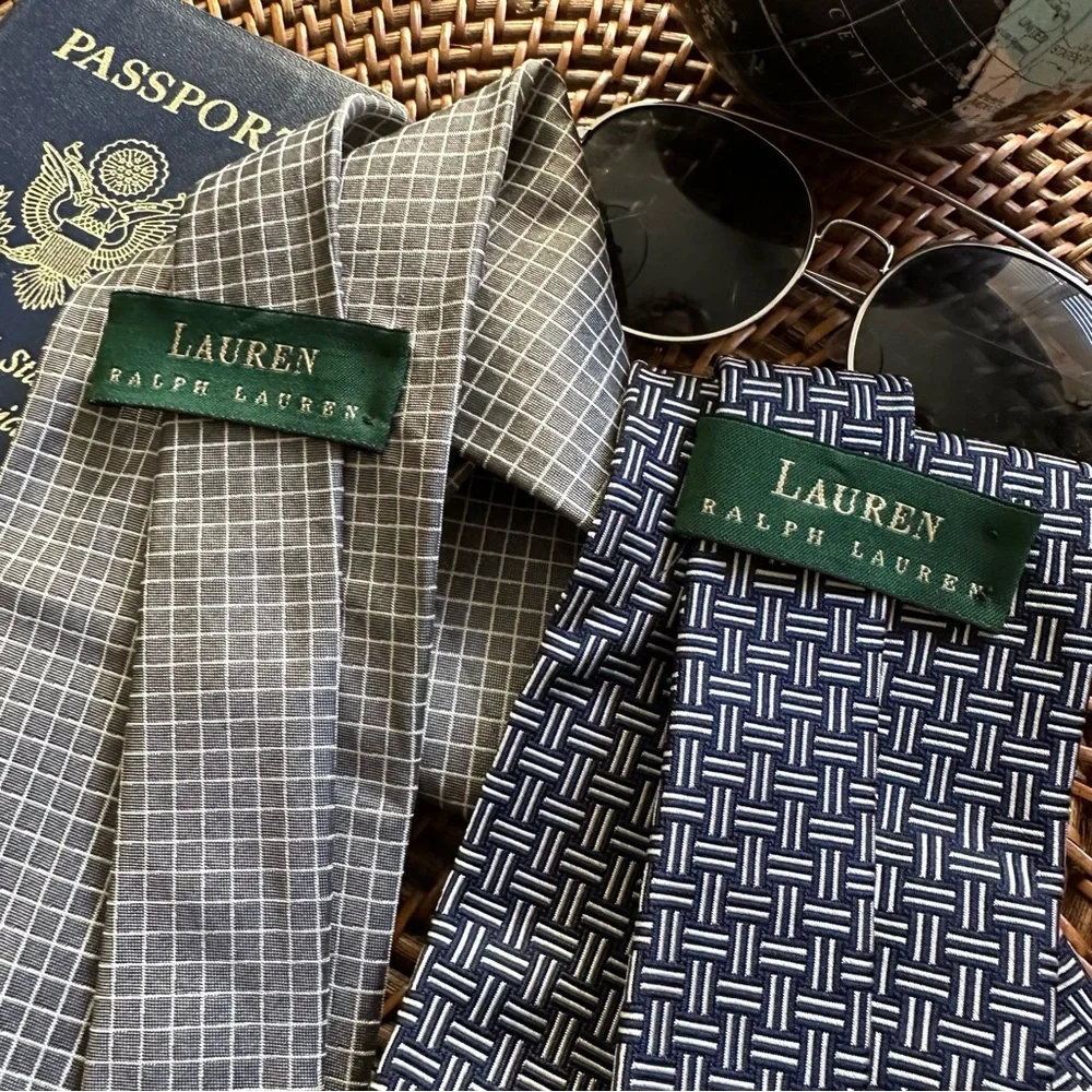 Ralph Lauren Vintage 90’s Silk Geometric Print Set of 2 Traditional neckties - Picture 3 of 5